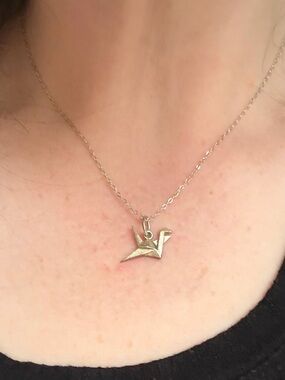 Sterling Silver Paper Crane Necklace